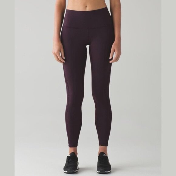 Lululemon Deep Breath Tights in Black  Cherry Size 2 - Picture 1 of 10
